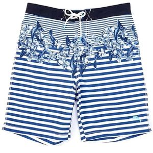 Tommy Bahama Baja Nautical Bloom Board 9 Swim Trunks Men SzXL Zepher Blue Beach